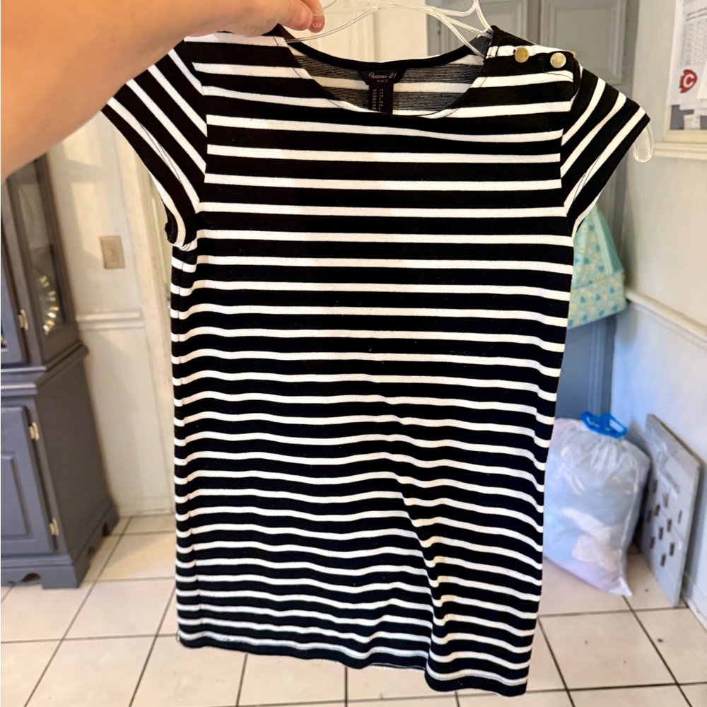 Forever 21 Black and White Striped Kids Dress